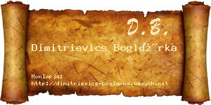 Dimitrievics Boglárka névjegykártya